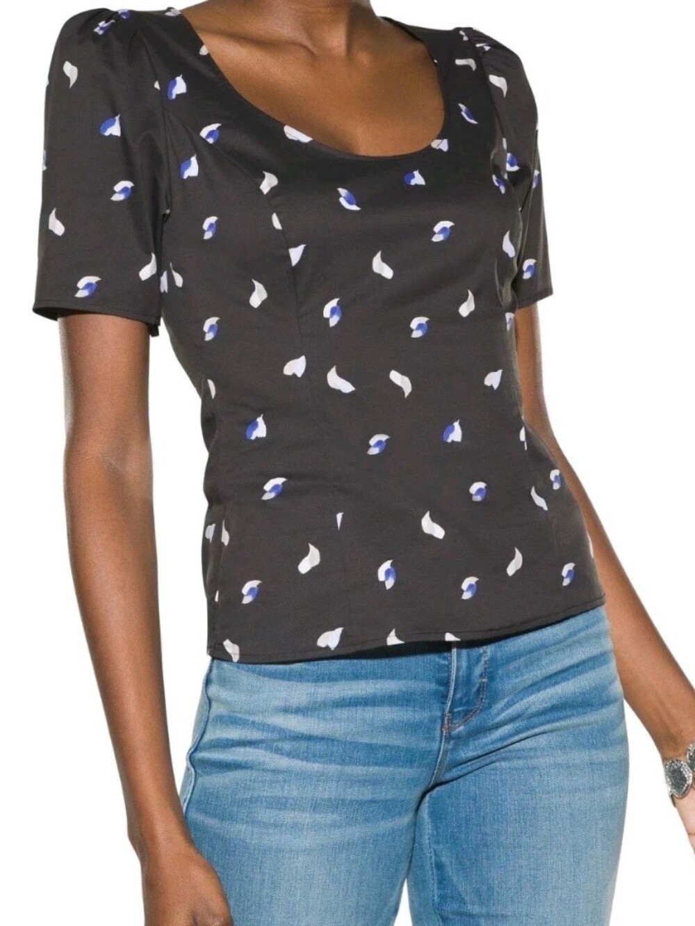 NWT White House Black Market Poplin Top Blouse, Size 8